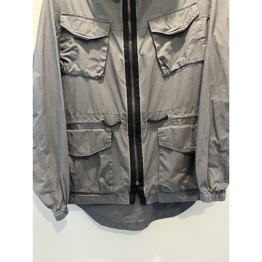 Zara‎ Man Jacket Lightweight Sz M Gray Conch Waist Zipper Snap Button Hood - Picture 5 of 14